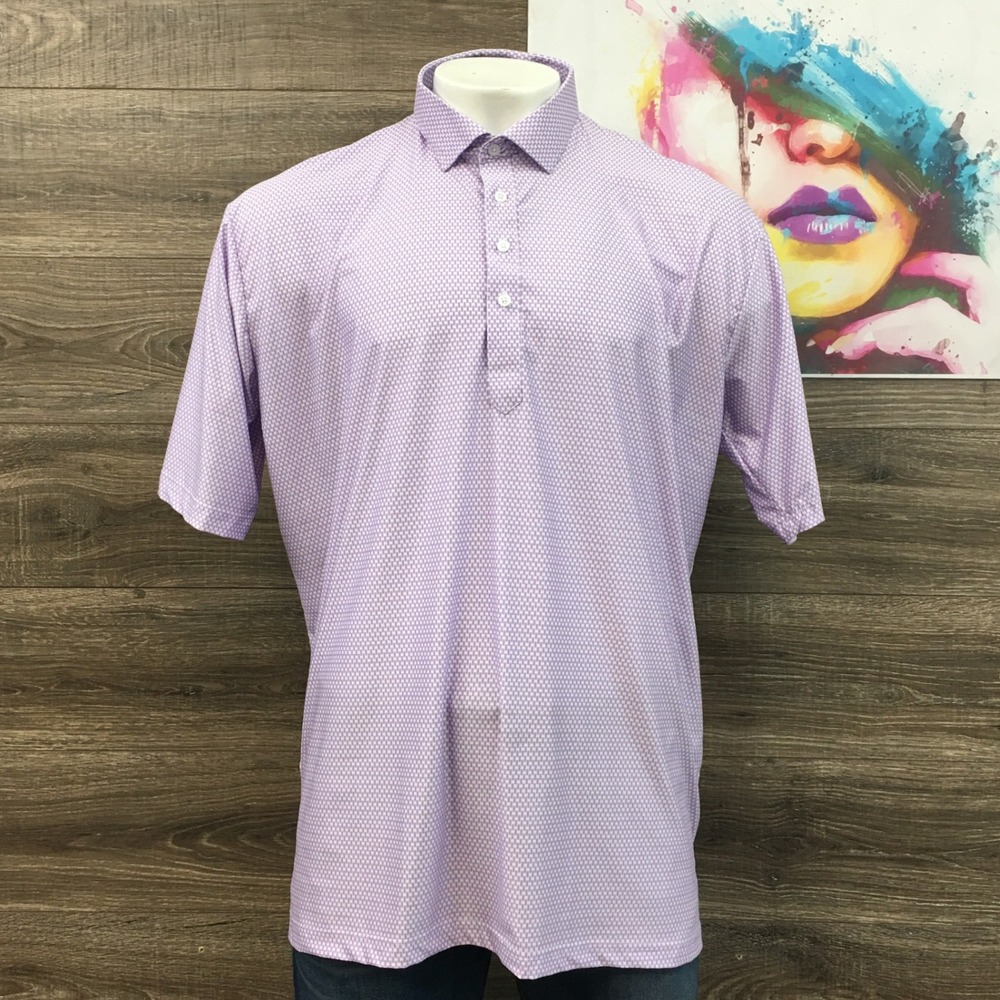 Collars & Co Mens 2XL Purple White Dress Collar Polo Shirt Featherweight Relaxed